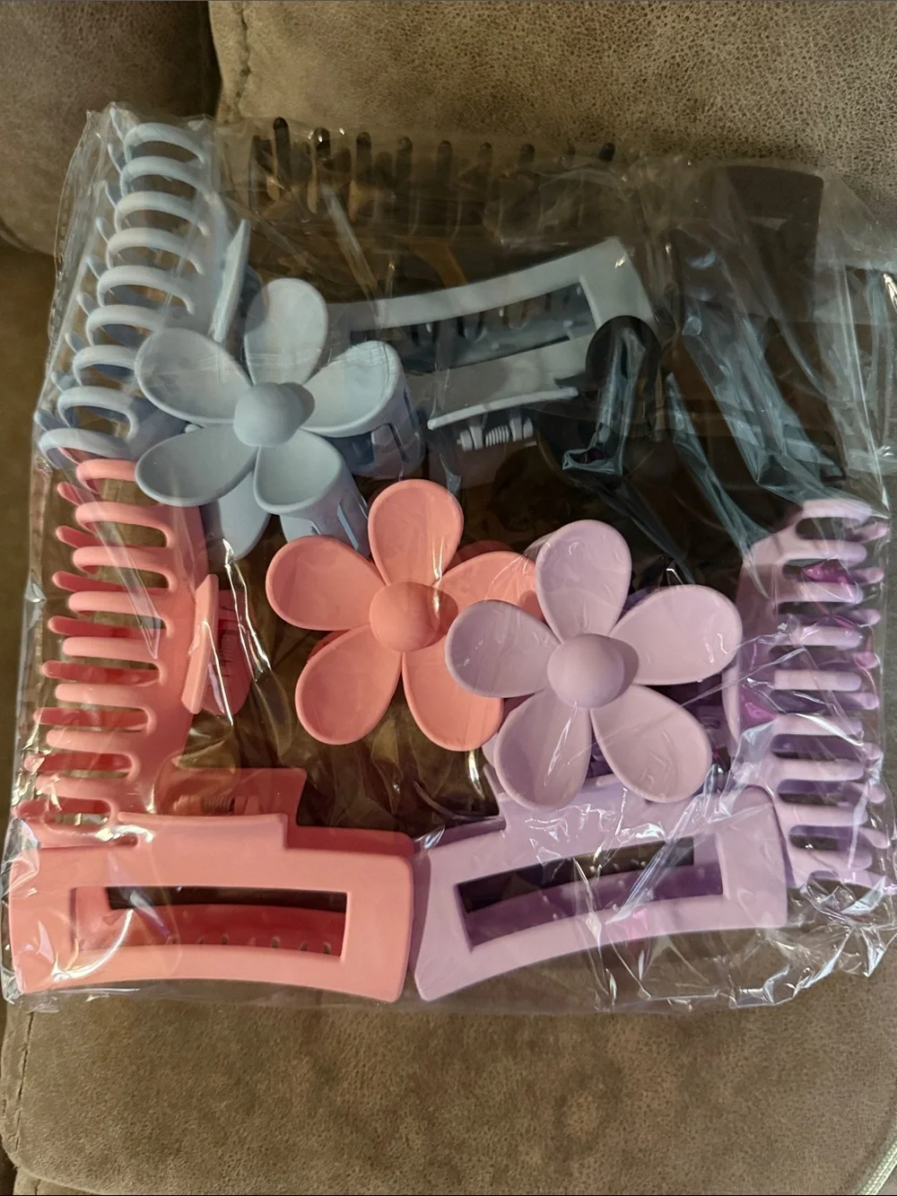 Womens Pastel Flower Hair Claw Clips - 12 Pack